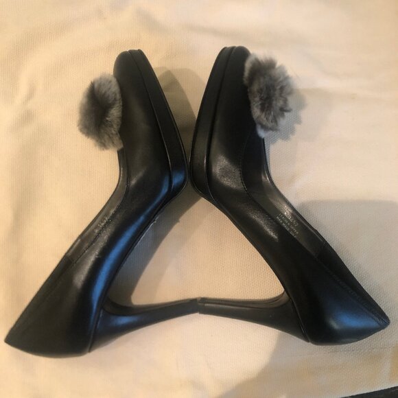 NEW (NWOT) Carisma Italian black leather platform pumps w/ gray fur sz 9 - Picture 12 of 15